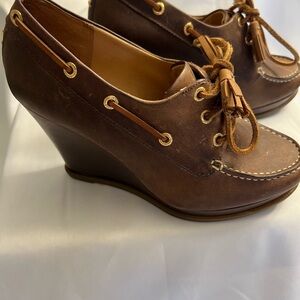 Sperry Brown Leather Wedge Shoes